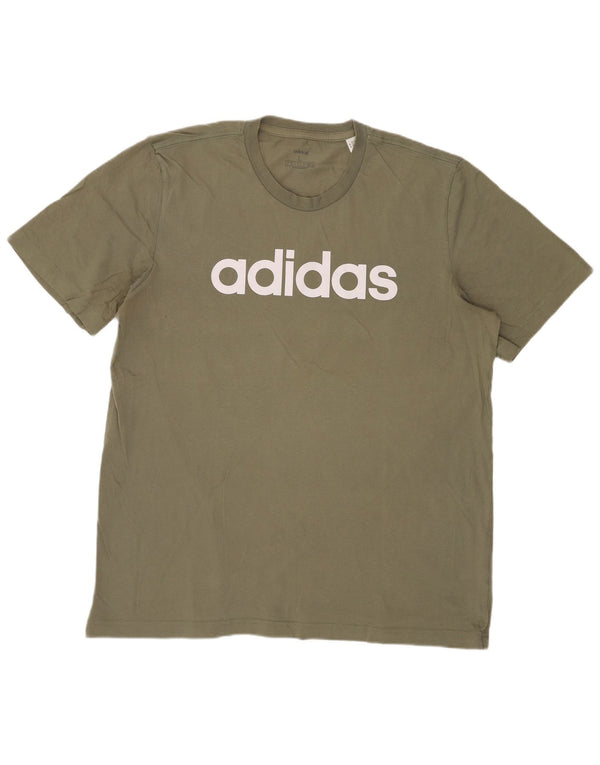 Adidas Grafisk T-shirt top til mænd Stor Khaki Bomuld