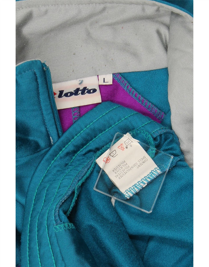 LOTTO Herre grafisk træningsdragt topjakke Stor blå farveblok polyester