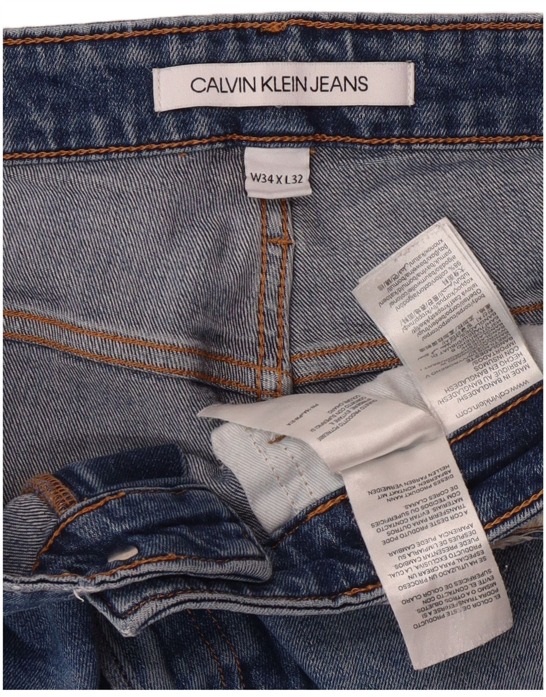 Calvin Klein Herre Slim Jeans W34 L28 Blå Bomuld