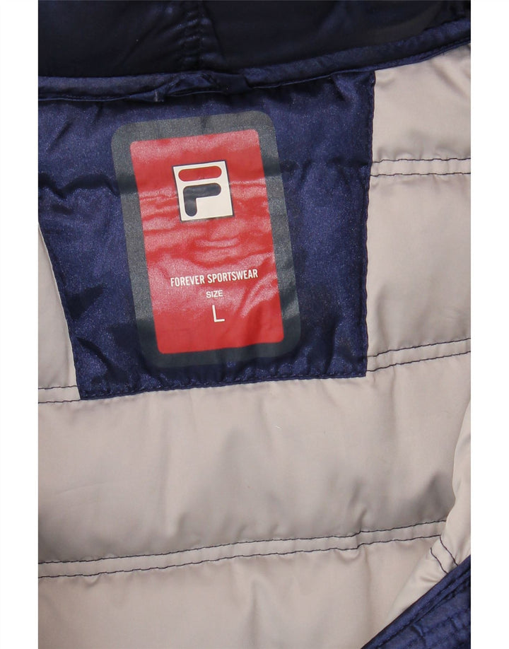 Fila Dame Hætte Polstret Frakke UK 14 Large Navy Blue