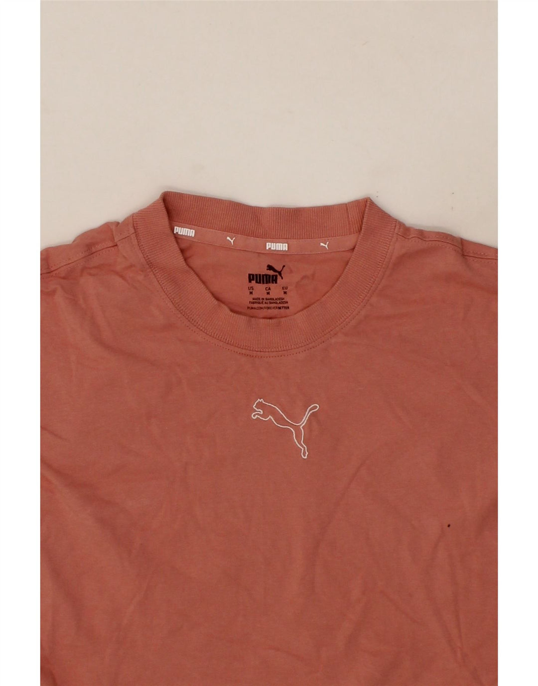 PUMA Womens Crop T-Shirt Top UK 14 Medium Pink Cotton Vintage Puma and Second-Hand Puma from Messina Hembry 