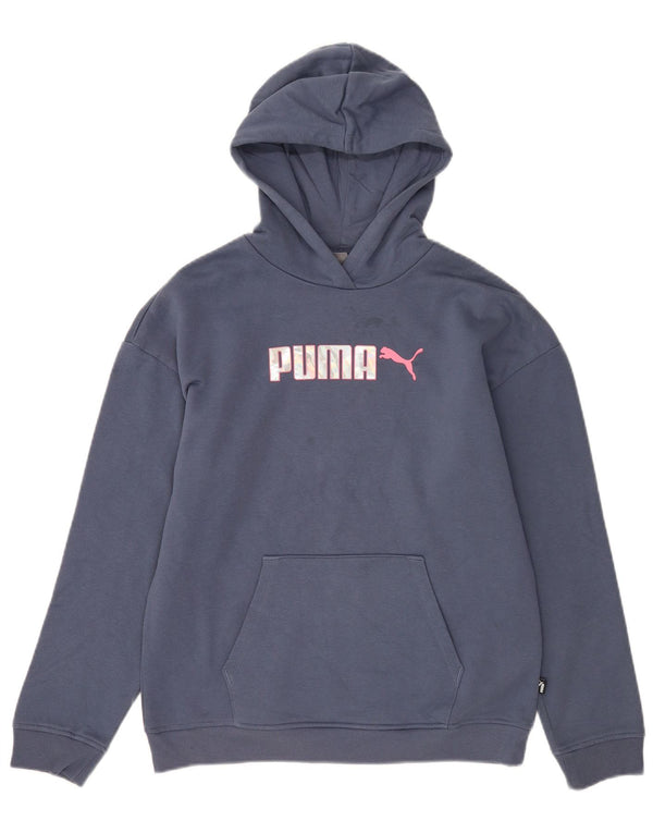 Puma piger grafisk hættetrøje 15-16 år marineblå bomuld