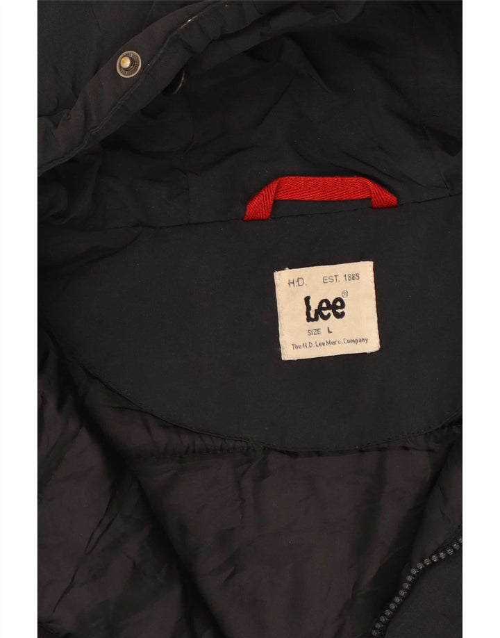 Lee Herre hættepolstret jakke UK 40 Stor sort polyester