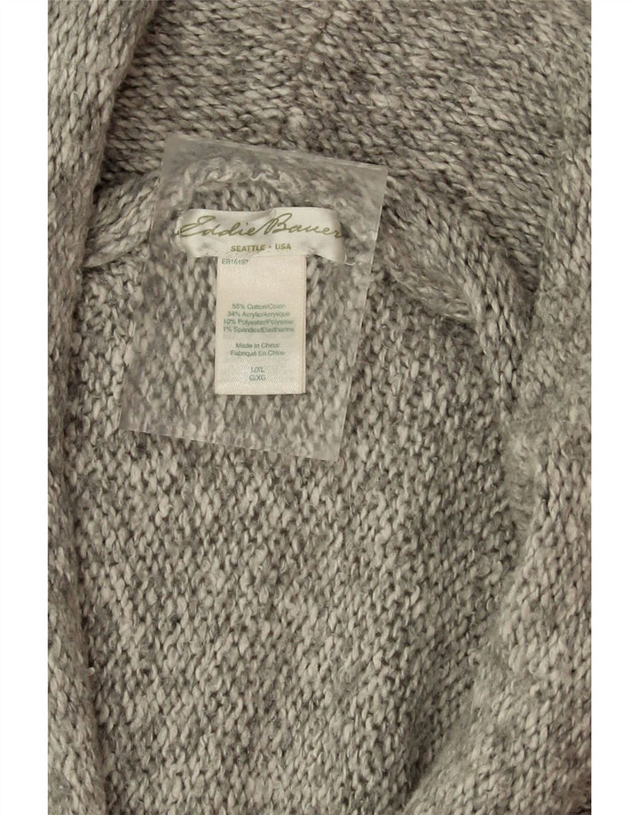 EDDIE BAUER Womens Longline Open Cardigan Sweater UK 16 Large Grey Cotton Vintage Eddie Bauer and Second-Hand Eddie Bauer from Messina Hembry 