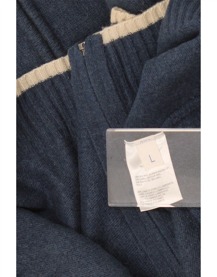 Sergio Tacchini Dame Cardigan Sweater UK 16 Large Navy Blue Lammeuld