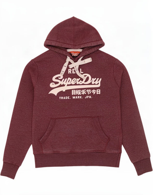 Superdry Mens Graphic Hoodie Jumper Small Burgundy Cotton