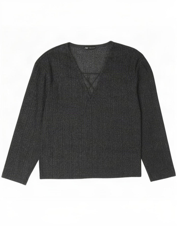 Zara Dame Oversized Top Langærmet UK 10 Lille Grå