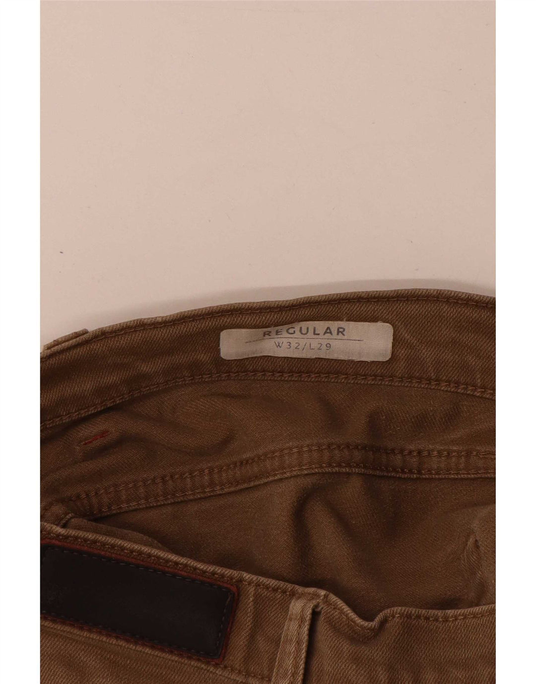 Marks & Spencer Herre Regular Straight Jeans W32 L29 Beige Bomuld