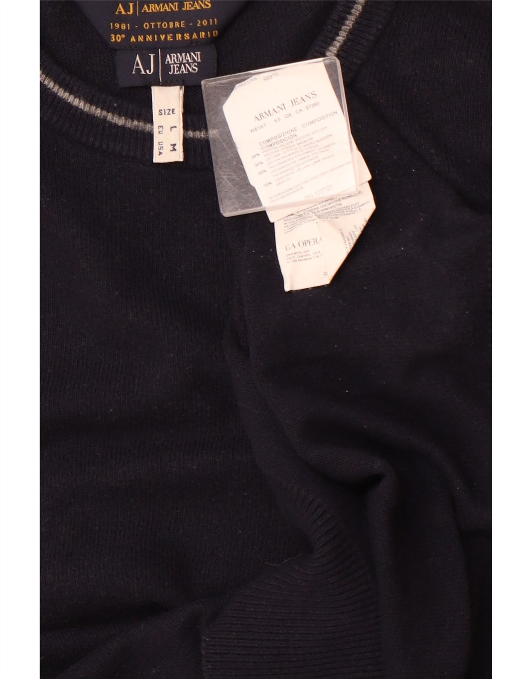 ARMANI JEANS Herre Crew Neck Jumper Sweater Medium Navy Blue Viscose