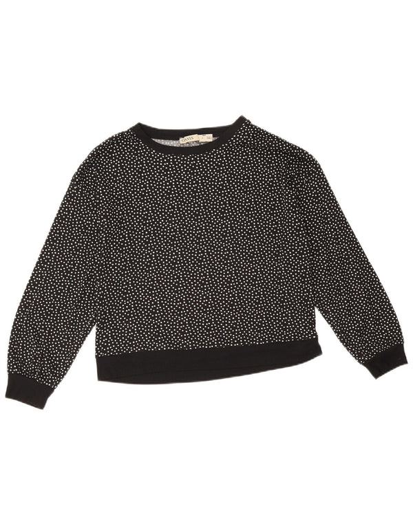 Oasis Womens Crop Oversized Sweatshirt Jumper UK 10 Small Black Polka Dot