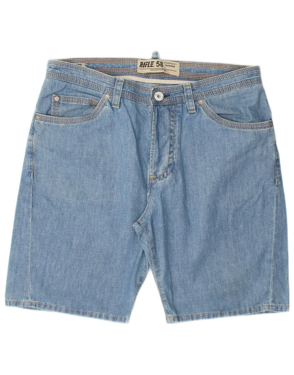 Rifle Mens Baggy Denim Shorts W33 Medium Blue Cotton