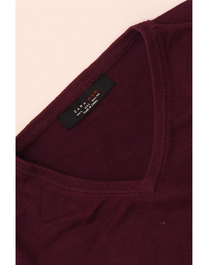 Zara Herre V-hals sweater Stor Burgundy