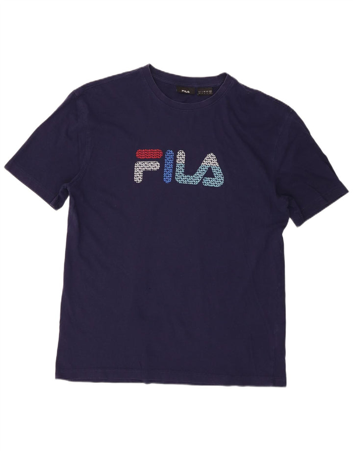 Fila Herre grafisk T-shirt Top Stor marineblå bomuld