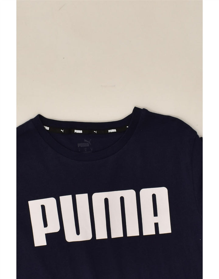PUMA Mens Graphic T-Shirt Top Medium Navy Blue Cotton | Vintage Puma | Thrift | Second-Hand Puma | Used Clothing | Messina Hembry 