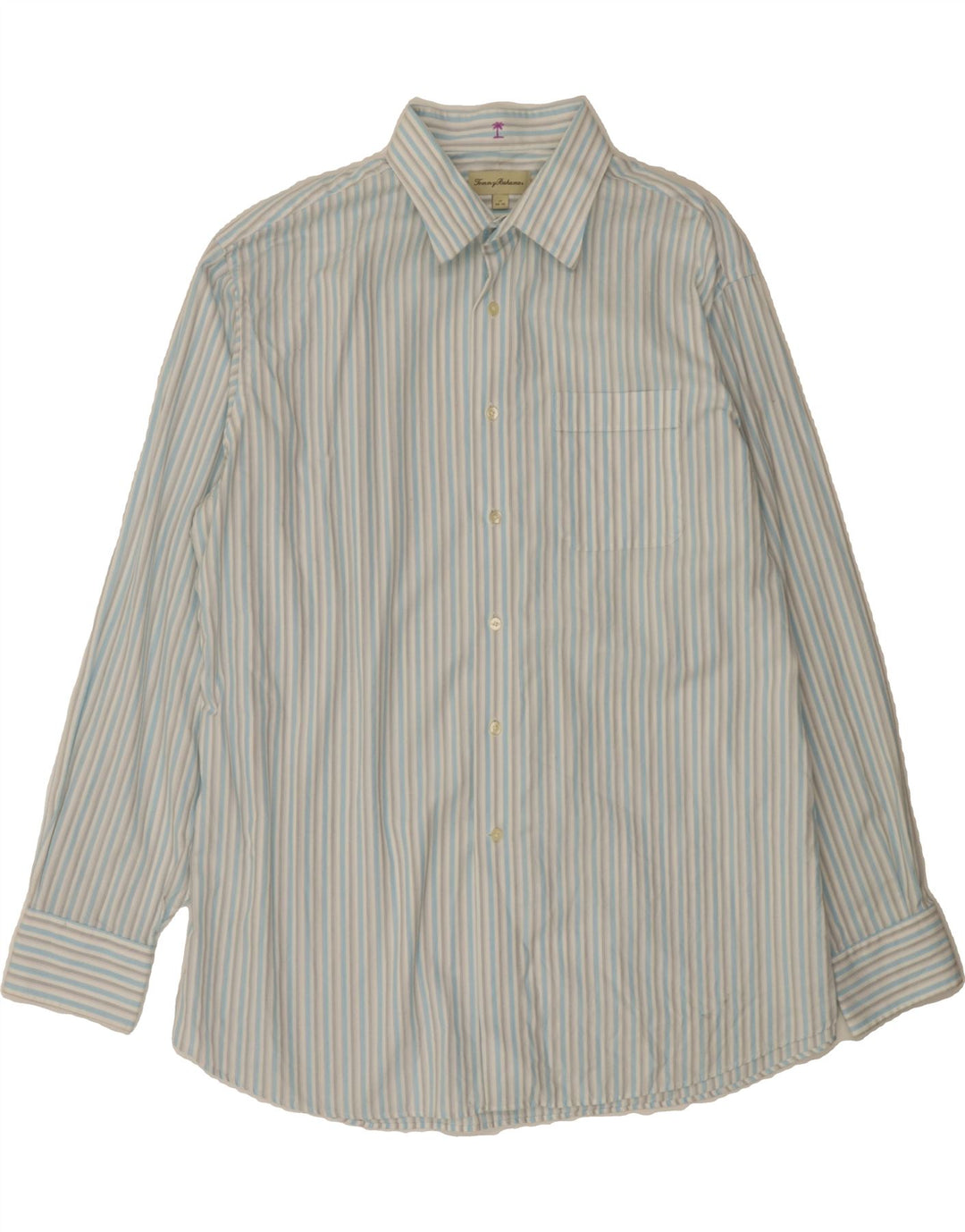 TOMMY BAHAMA Mens Shirt Size 17 XL Blue Striped Cotton Vintage Tommy Bahama and Second-Hand Tommy Bahama from Messina Hembry 