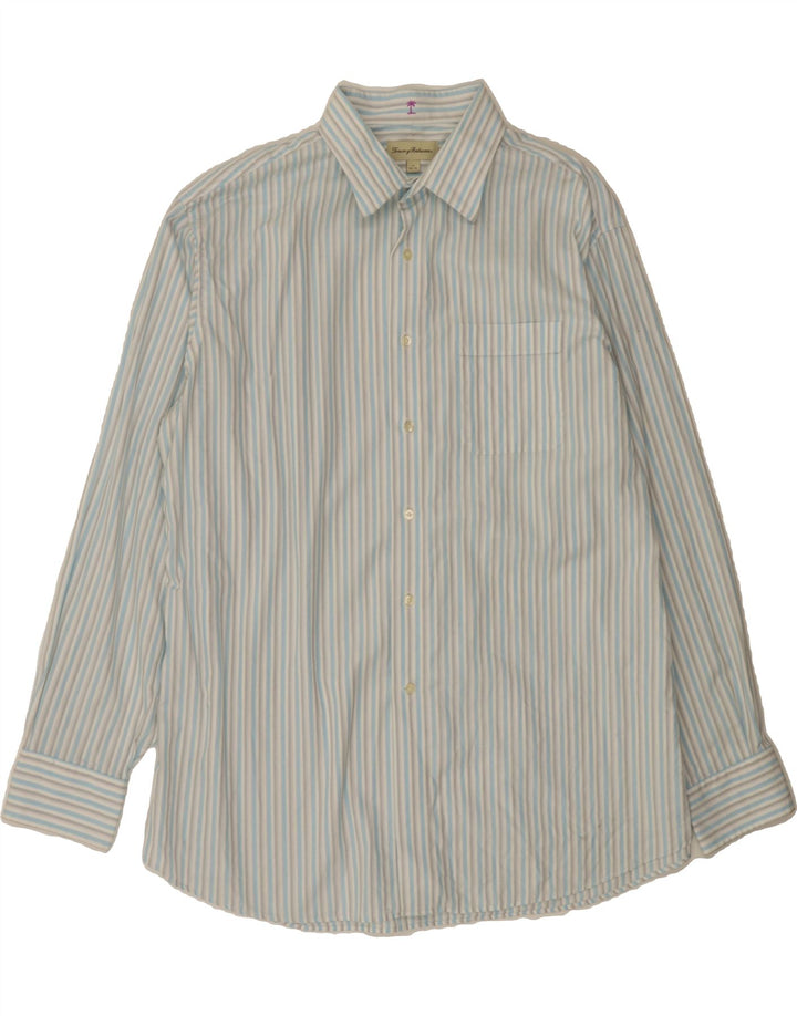 TOMMY BAHAMA Mens Shirt Size 17 XL Blue Striped Cotton Vintage Tommy Bahama and Second-Hand Tommy Bahama from Messina Hembry 