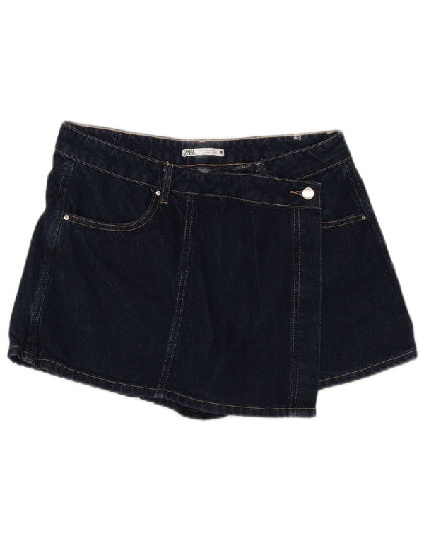 Zara Dame Denim Shorts Medium W28 Navy Blue Bomuld