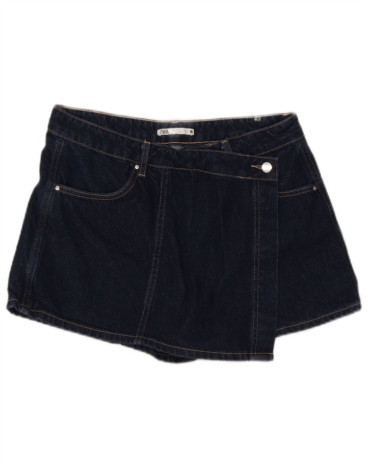 Zara Dame Denim Shorts Medium W28 Navy Blue Bomuld
