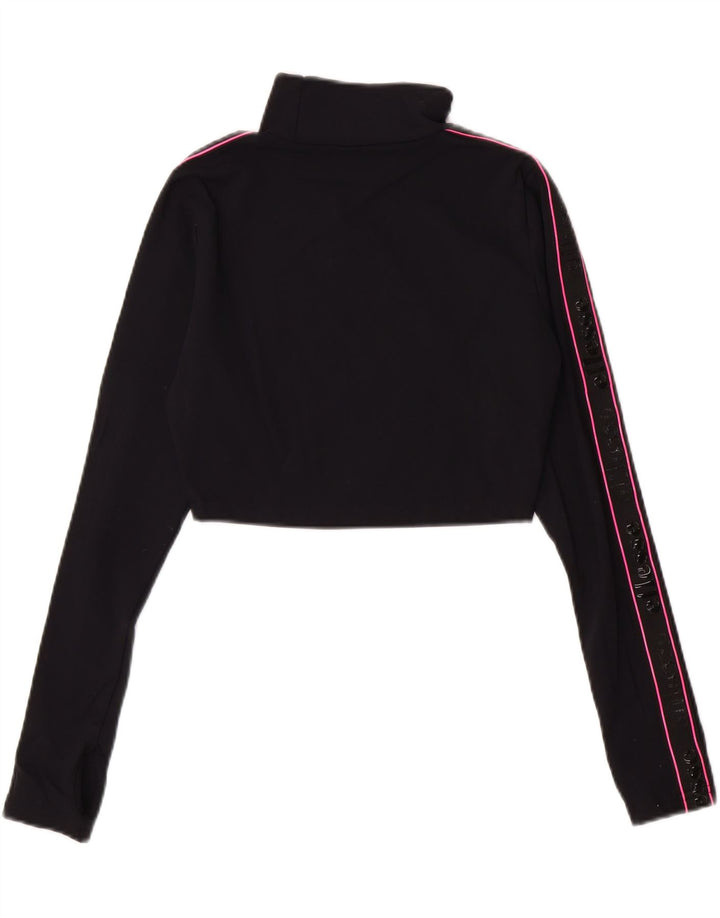 ELLESSE Womens Crop Graphic Top Long Sleeve UK 8 Small Navy Blue Polyamide Vintage Ellesse and Second-Hand Ellesse from Messina Hembry 