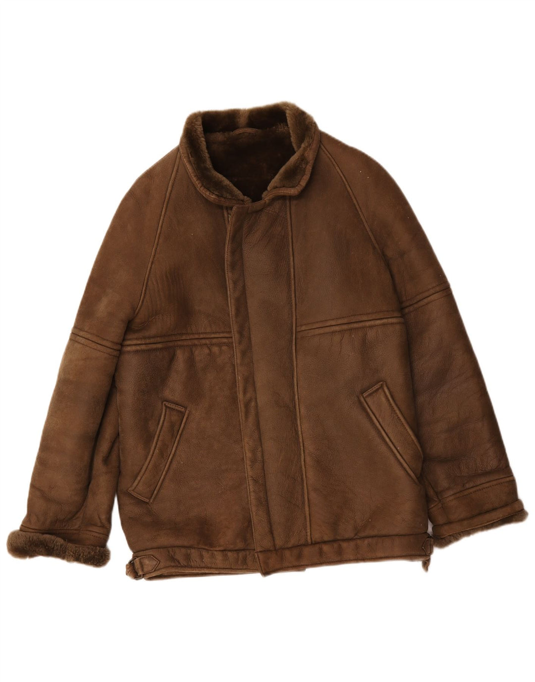 Vintage Herre Shearling Jacket IT 50 Large Brown