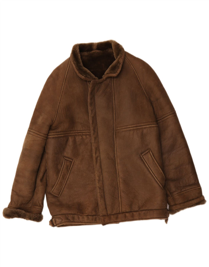 Vintage Herre Shearling Jacket IT 50 Large Brown