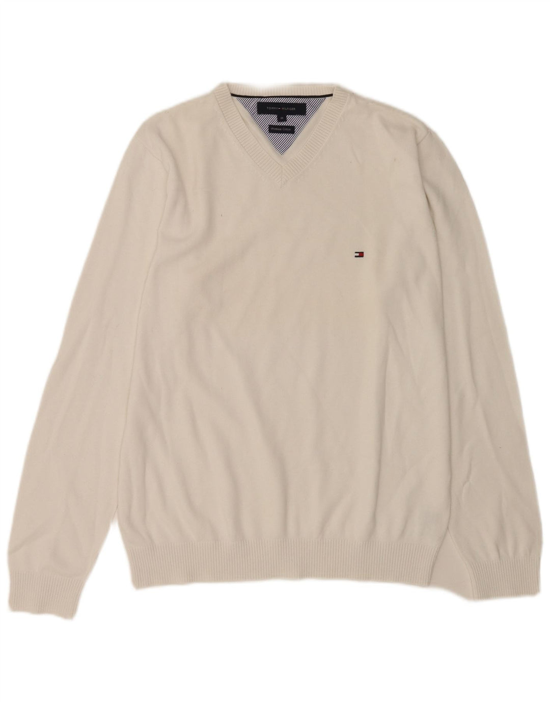 Tommy Hilfiger Herre V-hals sweater Medium Hvid Bomuld