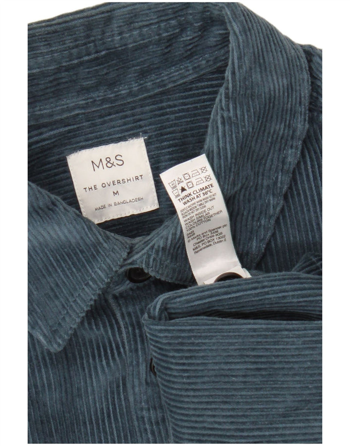 Marks & Spencer Herre Overshirt Corduroy Shirt Medium Blue Bomuld