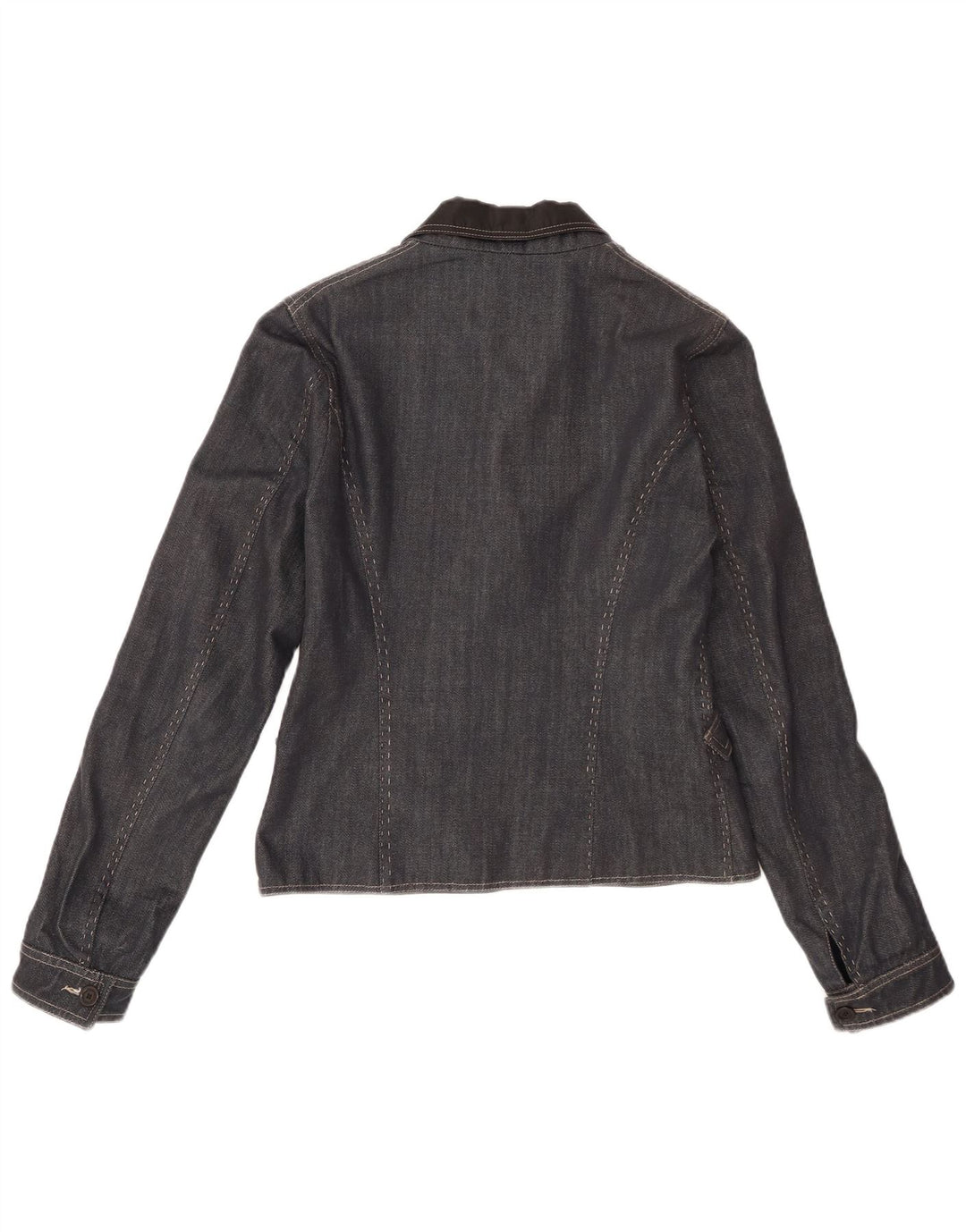 Ferre Dame 1 Knap Denim Blazer Jakke IT 46 Stor Marineblå Bomuld