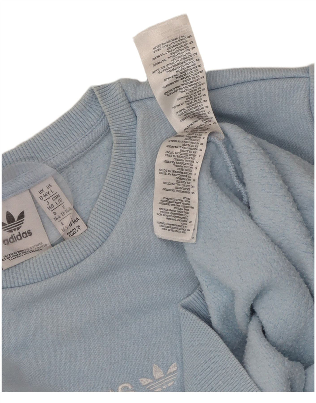 ADIDAS Boys Graphic Sweatshirt Jumper 13-14 Years Blue Cotton