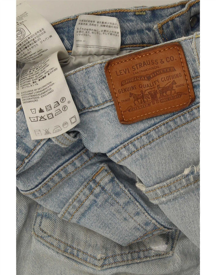 Levi's Dame Ribcage Distressed Straight Jeans W27 L29 Blå Bomuld