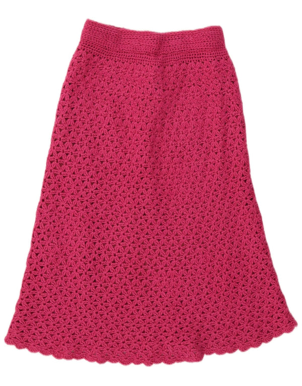 Vintage damestrikket A-line nederdel W28 Medium Pink