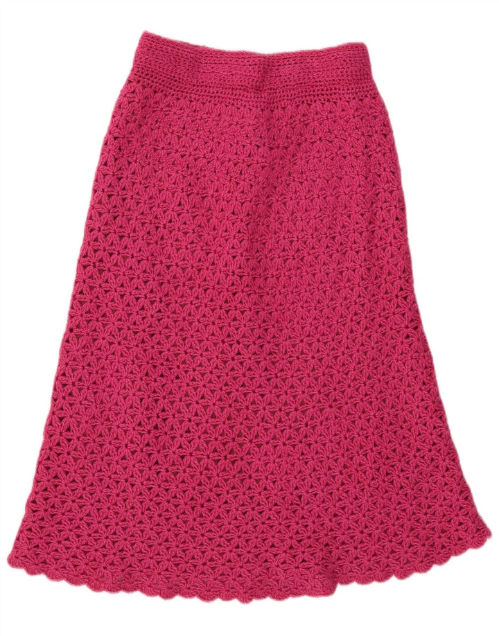 Vintage damestrikket A-line nederdel W28 Medium Pink