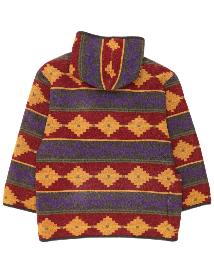 Vintage Dame Hooded Duffle Jacket UK 14 Large Multicolored Geometric
