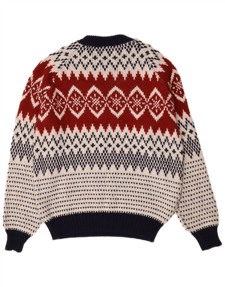 Vintage herre rund hals sweater stor flerfarvet Fair Isle