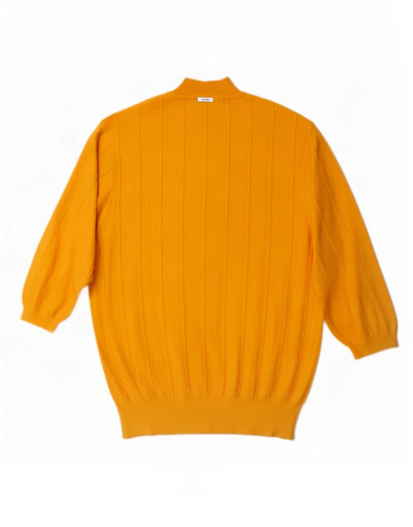 Vintage Dame Kortærmet Turtle Neck Jumper Sweater UK 14 Medium Gul