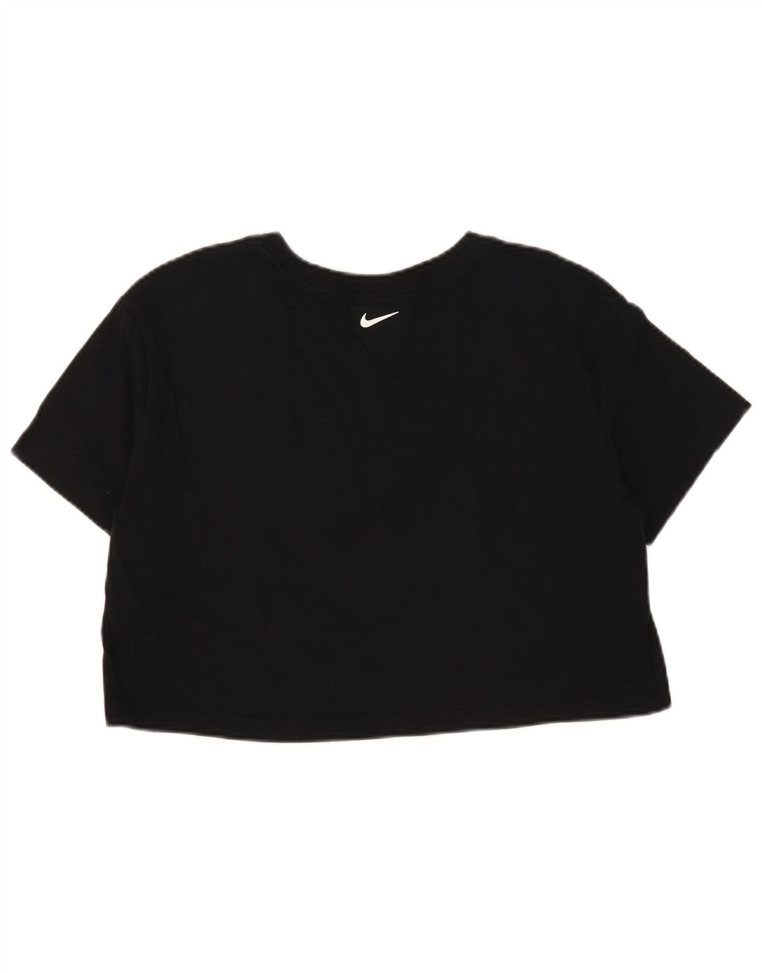 Nike Dame Crop T-Shirt Top UK 14 Medium Sort Bomuld