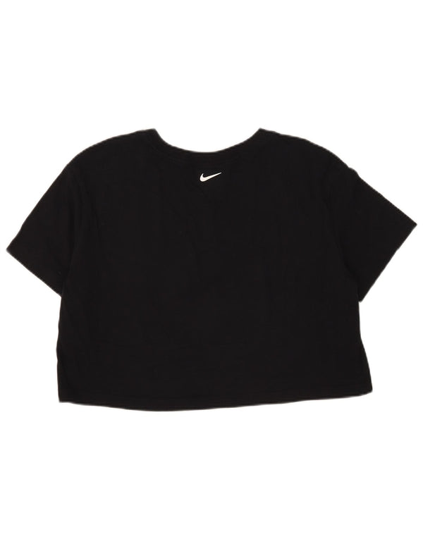 Nike Dame Crop T-Shirt Top UK 14 Medium Sort Bomuld