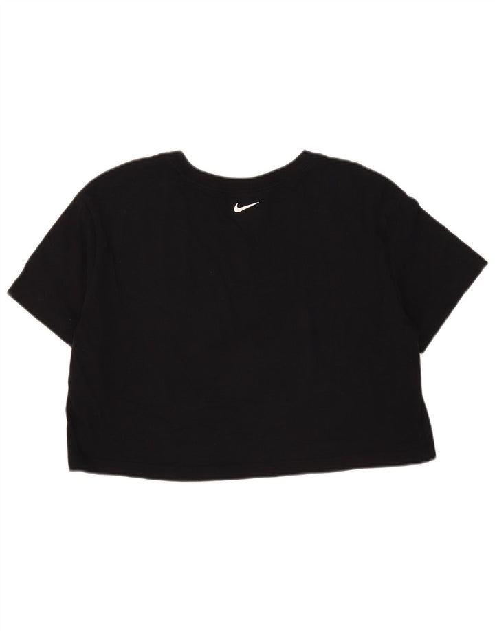Nike Dame Crop T-Shirt Top UK 14 Medium Sort Bomuld