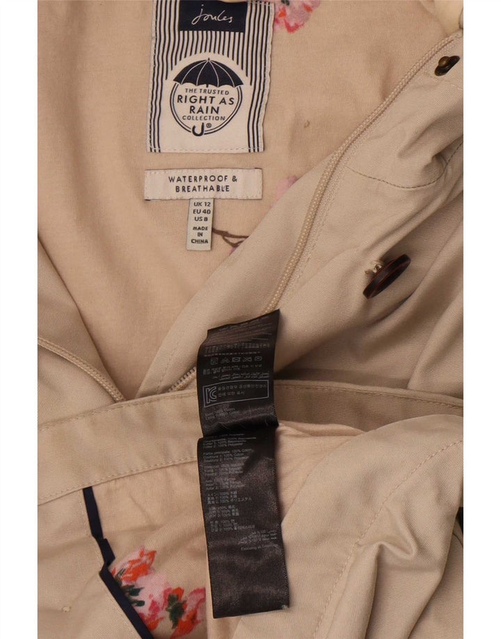 Joules Regnjakke med hætte til kvinder UK 12 Medium Beige Bomuld