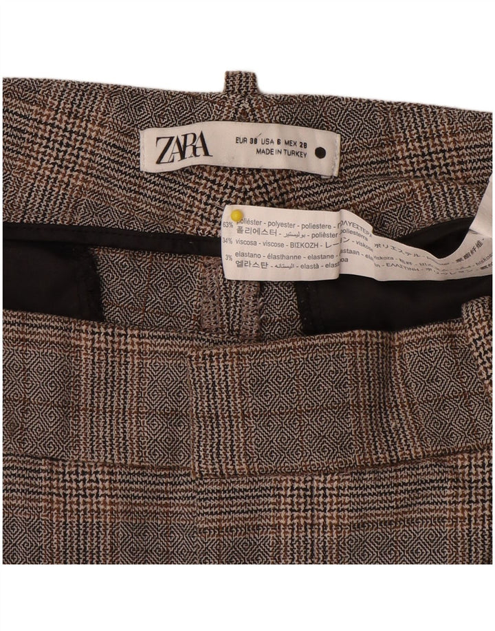 Zara Slim Chinobukser til kvinder EU 38 Small W28 L27 Grå ternet polyester