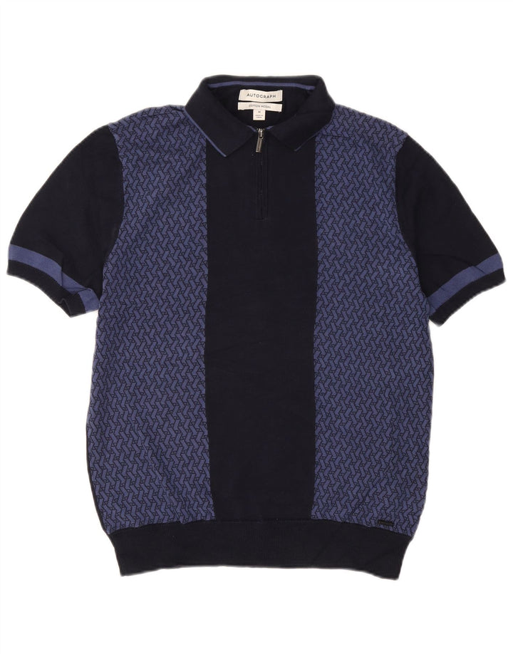 Marks & Spencer Herre Autograph Polo Neck Jumper Sweater Medium Navy Blue
