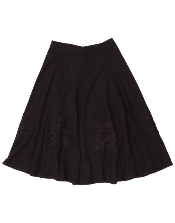 Mariella Burani Dame A-Line nederdel UK 12 Medium W28 Black Floral
