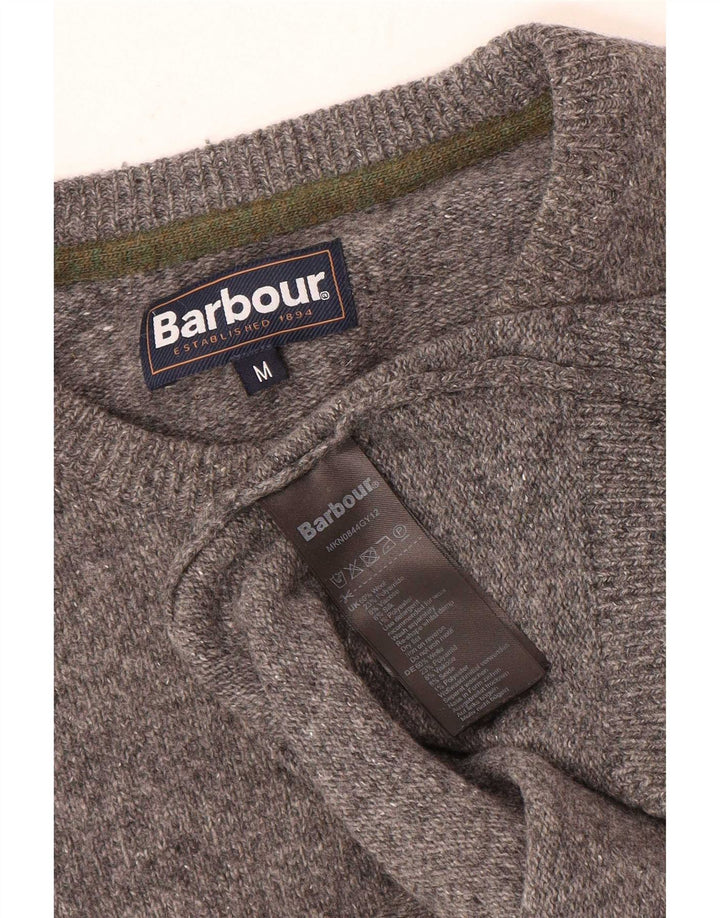 Barbour Herre Crew Neck Jumper Sweater Medium Grey Flecked Wool