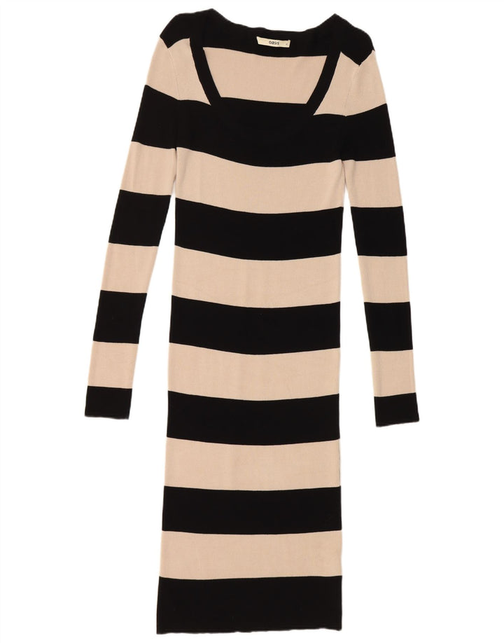 Oasis Dame Jumper Dress UK 12 Medium Sort Stribet Viscose