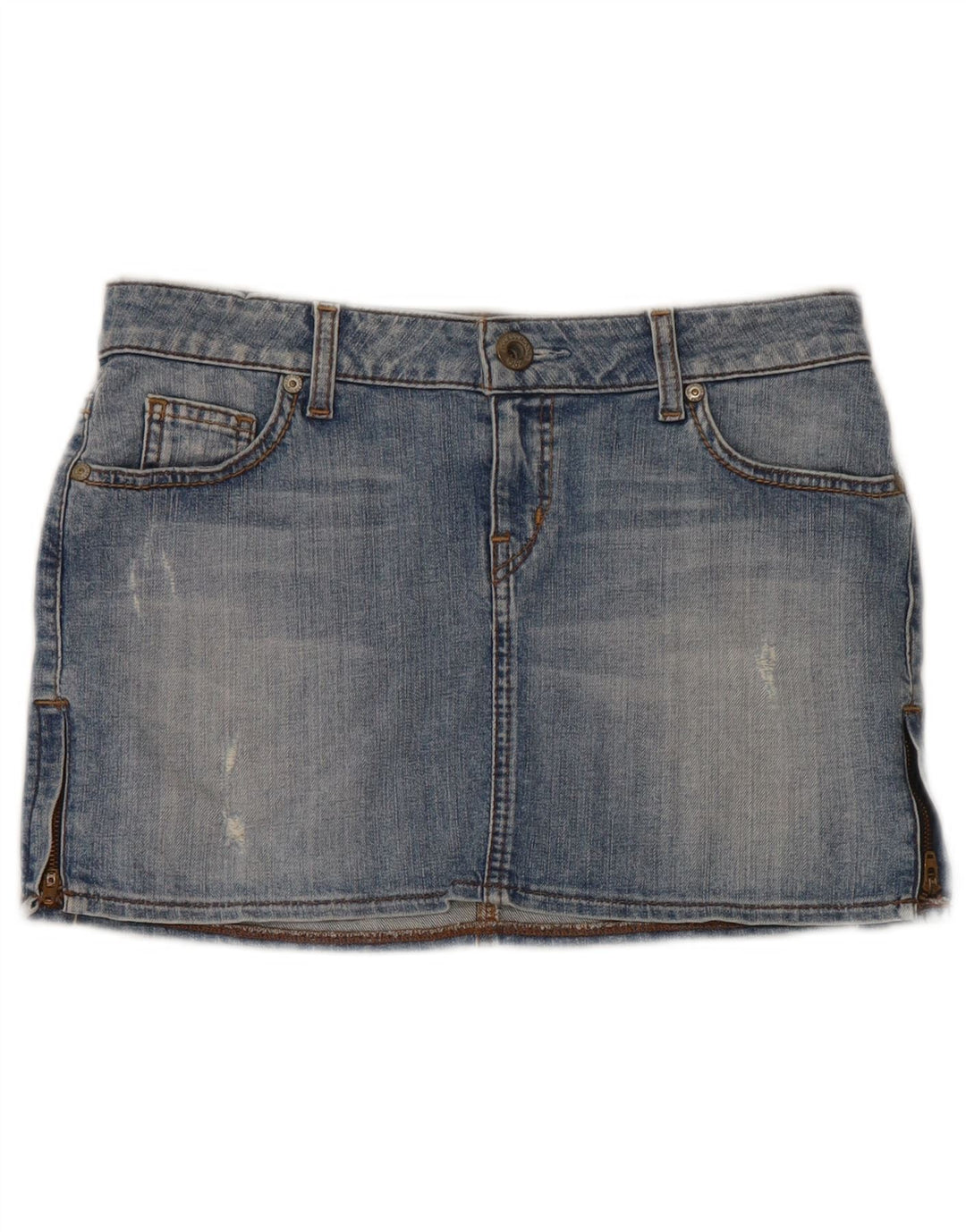 Guess, lavtaljet mini-denimnederdel til kvinder W29 Medium Blue Bomuld