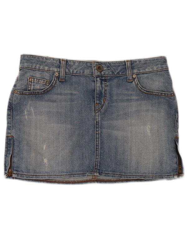 Guess, lavtaljet mini-denimnederdel til kvinder W29 Medium Blue Bomuld