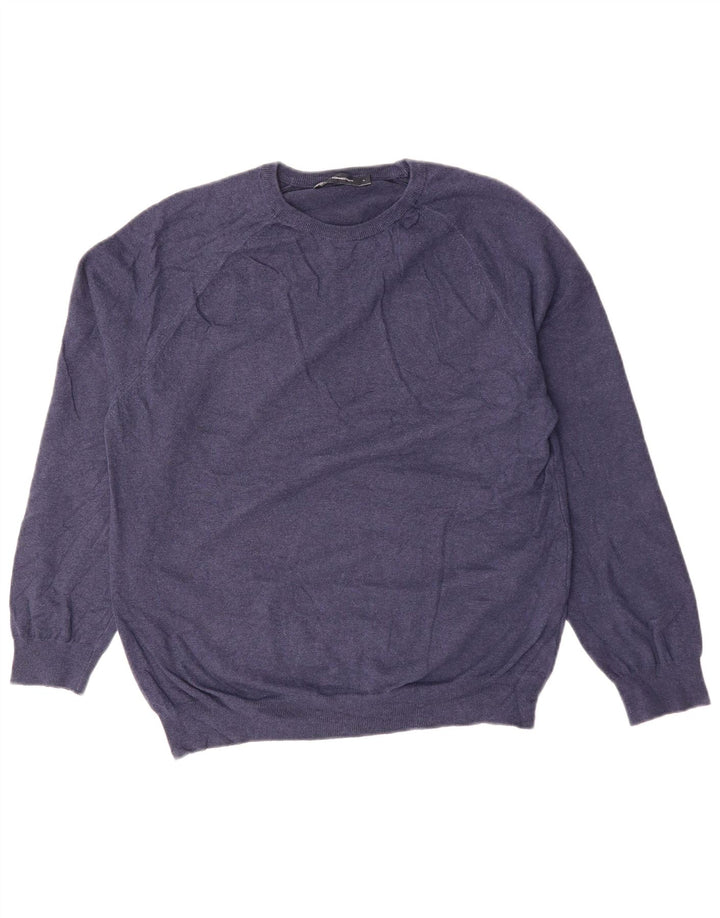 FRANSK FORBINDELSE Herre Crew Neck Jumper Sweater Stor Marineblå Bomuld