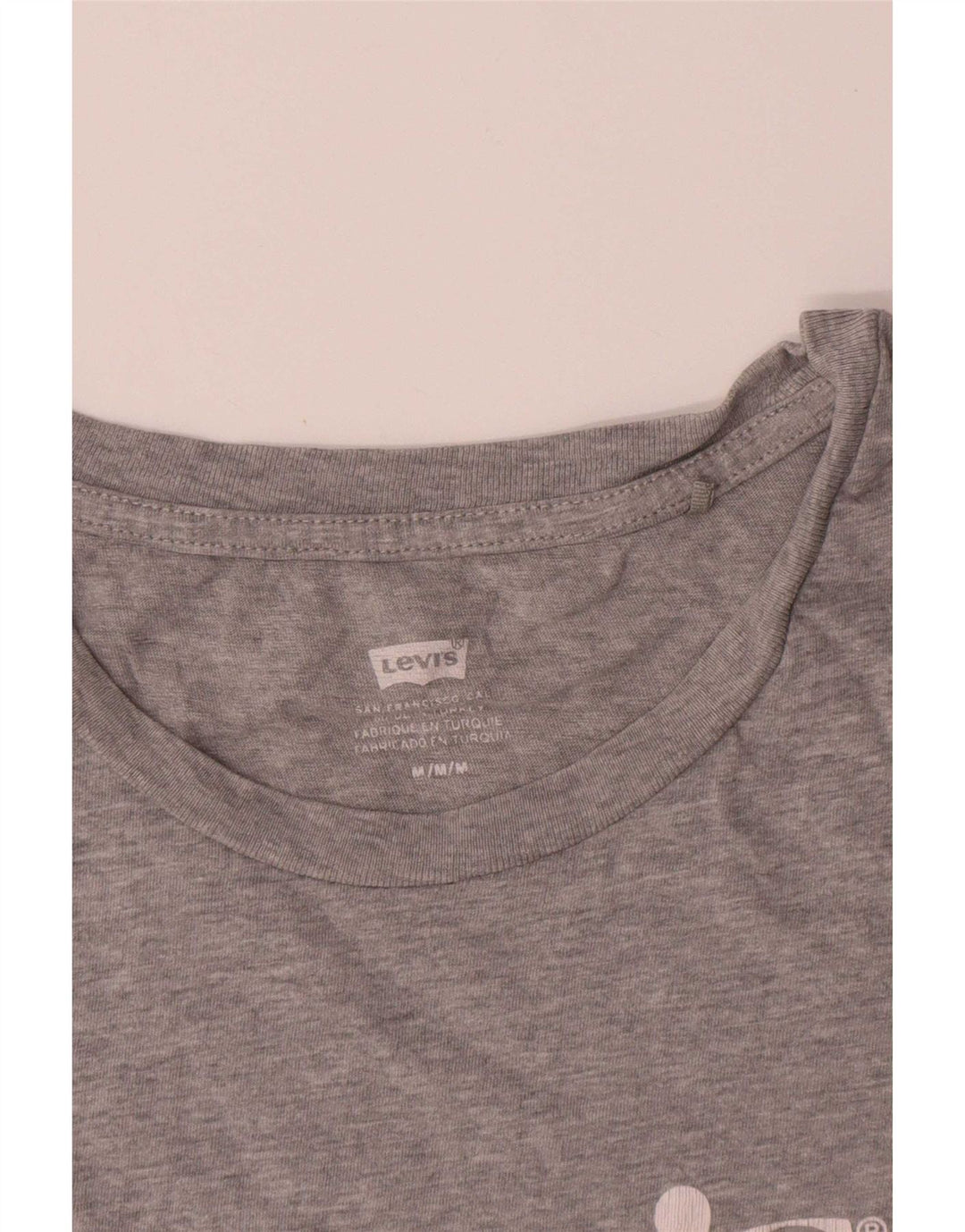 Levi's Grafisk T-shirt top til kvinder UK 14 Mellemgrå flækket bomuld