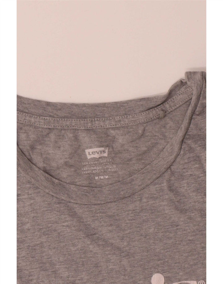 Levi's Grafisk T-shirt top til kvinder UK 14 Mellemgrå flækket bomuld