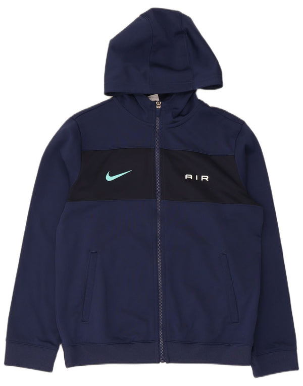 Nike drenge Dri Fit hættetrøje med lynlås 13-14 år XL marineblå farveblok